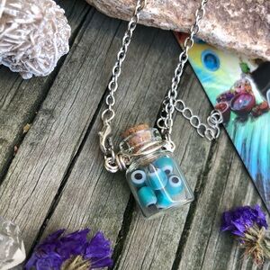 Evil Eye Protection Bottle Necklace Wire Wrapped